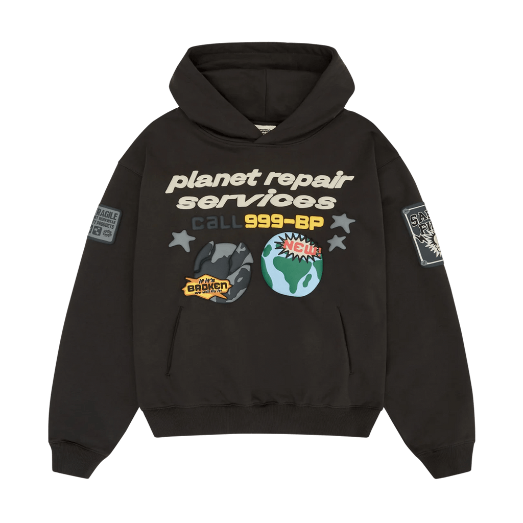 Broken Planet Hoodie 'Planet Repair Services' - Soot Black