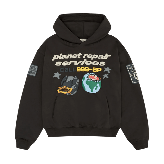 Broken Planet Hoodie 'Planet Repair Services' - Soot Black