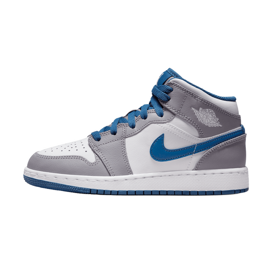 Air Jordan 1 Mid GS ' Cement True Blue'